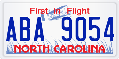 NC license plate ABA9054