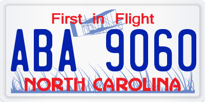 NC license plate ABA9060