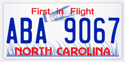 NC license plate ABA9067