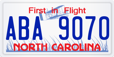 NC license plate ABA9070