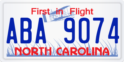 NC license plate ABA9074