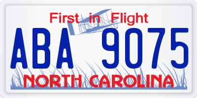 NC license plate ABA9075