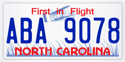NC license plate ABA9078