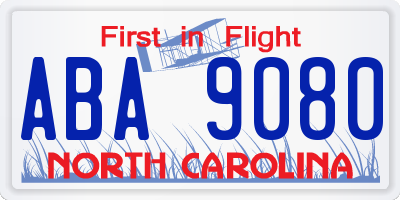 NC license plate ABA9080