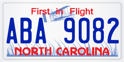 NC license plate ABA9082