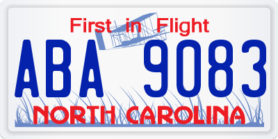 NC license plate ABA9083