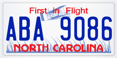 NC license plate ABA9086