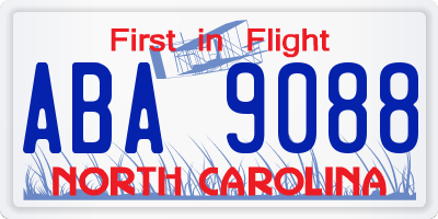 NC license plate ABA9088