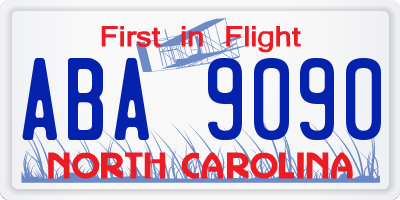 NC license plate ABA9090
