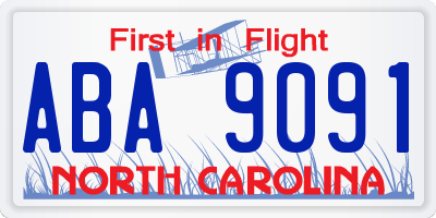 NC license plate ABA9091