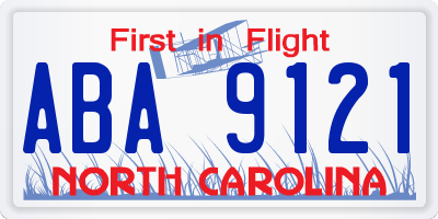 NC license plate ABA9121