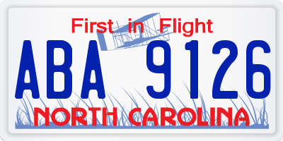 NC license plate ABA9126
