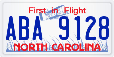 NC license plate ABA9128