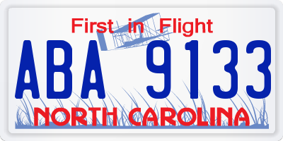 NC license plate ABA9133