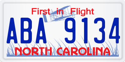 NC license plate ABA9134