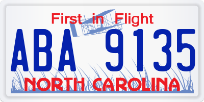 NC license plate ABA9135