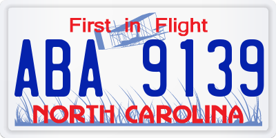 NC license plate ABA9139