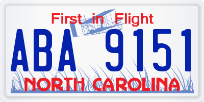 NC license plate ABA9151