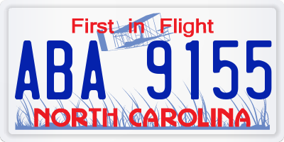 NC license plate ABA9155