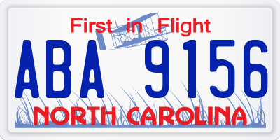 NC license plate ABA9156