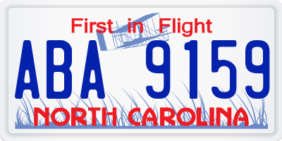 NC license plate ABA9159