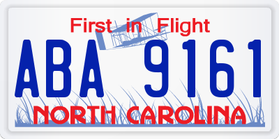 NC license plate ABA9161