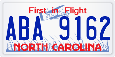 NC license plate ABA9162