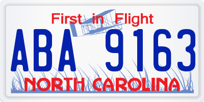 NC license plate ABA9163
