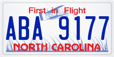 NC license plate ABA9177