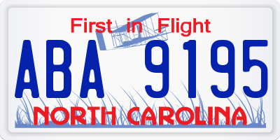 NC license plate ABA9195