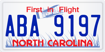 NC license plate ABA9197