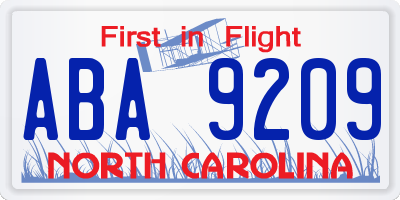 NC license plate ABA9209
