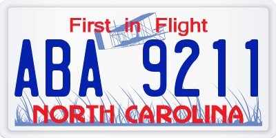 NC license plate ABA9211