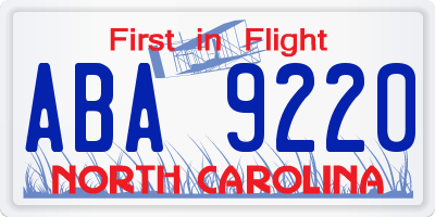 NC license plate ABA9220