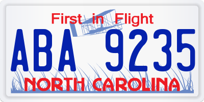 NC license plate ABA9235