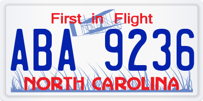NC license plate ABA9236