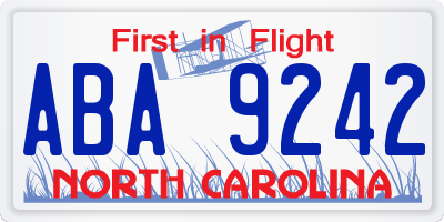 NC license plate ABA9242