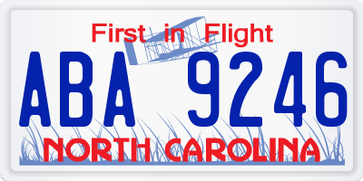 NC license plate ABA9246
