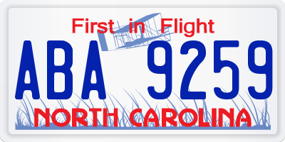 NC license plate ABA9259
