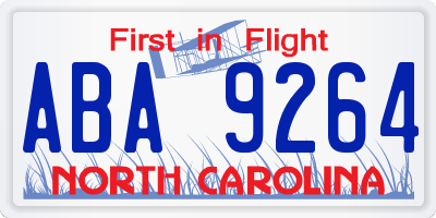 NC license plate ABA9264