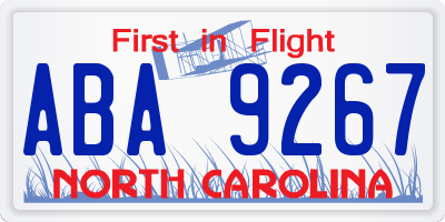 NC license plate ABA9267