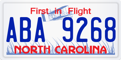 NC license plate ABA9268