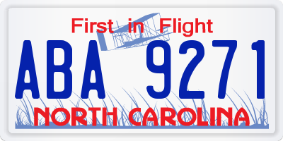 NC license plate ABA9271