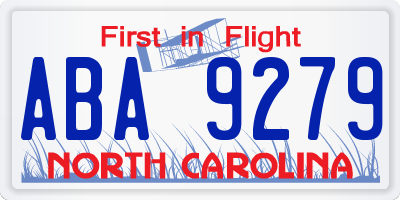 NC license plate ABA9279