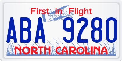 NC license plate ABA9280