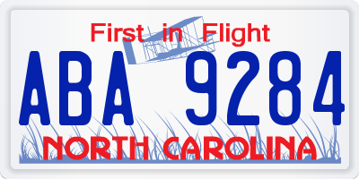 NC license plate ABA9284