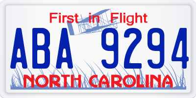 NC license plate ABA9294