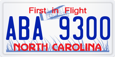 NC license plate ABA9300