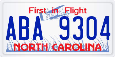 NC license plate ABA9304