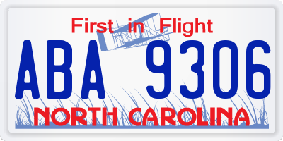 NC license plate ABA9306